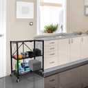 Kitchen Garage Metal Shelves, Storage Shelves Organizer, Foldable Metal Shelving, Closet Shelving Unit, 28" W x 14" D x 34" H Bakers Rack Microwave Stand, Plant Stand with Wheels (3-Tier Shelf), 71*34*86cm