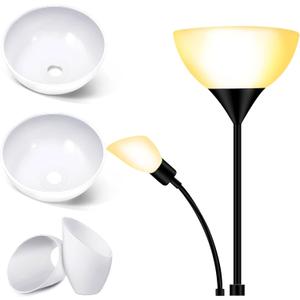 Hortsun Replacement Lamp Shade 4 Pcs White Replacement Plastic Lampshade 2 Pack 1.65" Fitter 10" Diameter Bowl Shape 2 Pack 1.97" Bottom Size Horseshoe Shape for LED Torchiere Floor Lamps Upright