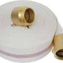 Upgraded Fire Hose 50 FT x 2" ID, M F NST/NH Brass Couplings, Single Jacket TPU, Working Pressure 430 PSI, Burst Pressure 1300 PSI, Indoor Fire, Home, Garden Fire Hose Irrigation