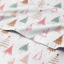 King Christmas Tree Sheet Set - Holiday Xmas Pattern Linen Set - Deep Pockets - Snug Fit - 4 Piece - Wrinkle Free - Comfy & Cooling Festive Winter Bedding - Easy To Care For - Kid Friendly (Twin)