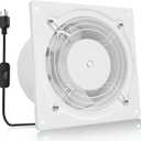 HG Power 6 Inch Exhaust Fan, 308CFM Wall Exhaust Fan for Kitchen, Metal Extractor Fan for Attic, Garage, Window Ventilation, HVAC System (White)