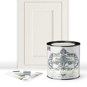 ALL-IN-ONE Paint by Heirloom Traditions, Linen (Soft Warm White), Quart - Durable cabinet and furniture paint. Built in primer and top coat, no sanding needed. Includes our 30 featured color card