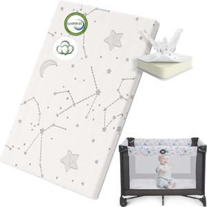 YENING Organic Cotton Pack and Play Mattress Pad Breathable 38x26 Waterproof Baby Mattress for Pack N Play Matress Topper Waterproof