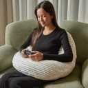 MIJIMO Gaming Crochet Pillow for Lap Support Lap Desk Pillow Setting in Bed or Sofa, U-Shaped Arm Pillows for Adults,Reading Pillow for Gaming, Working, Writing in Bed Couch Floor