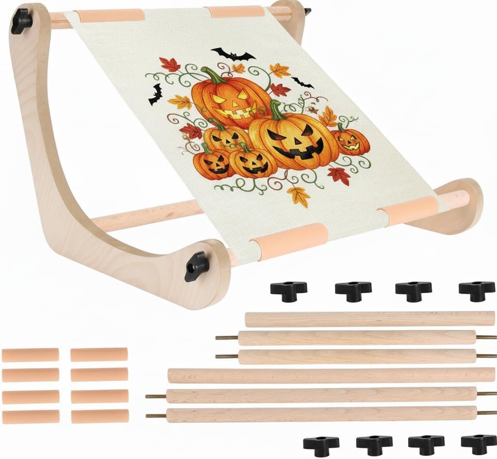 ALIMTEE Cross Stitch Stand for Lap or Table Top, Adjustable Width Embroidery Stand with 2 Sizes Rod (11.8" and 15.75") with Greater Stability