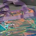 Iridescent Beach Bag, 2Pcs Large Clear Jelly Tote Bag for Women | Jelly Beach Bag, Purple & Pink, Waterproof & Sandproof, Zipper&Snap, Gym Pool Swim Bag Cruise Beach Essential for Family 2026