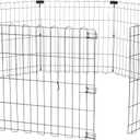 Amazon Basics Foldable Octagonal Metal Exercise Dog Playpen - Indoor/Outdoor, No Door, Extra Small (8 Panels, 24 x 24), Easy to assemble, store, and customize, 24" - Puppy, Black