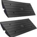 Pyle Car Vehicle Curbside Driveway Ramp - 4ft Heavy Duty Rubber Threshold Bridge Tracks Curb Ramps, 2 Pieces Set (for Car, Truck, Scooter, Bike, Motorcycle, Wheelchair Mobility), Black