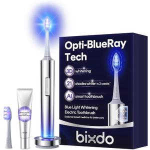 Whitening Electric Toothbrush for Adults, Professional 460nm Whitening Blue Light Tech, 31,000VPM Sonic & Oscillating Cleaning with Smart AI Sensor, 6-Month Long-Lasting Battery (Silver Purple)