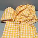 Yellow Gingham Sheets Queen Size 4-Piece with Flat  Fitted Sheet 2 Pillowcase 100% Washed Cotton Sheets Deep Pocket Chic Farmhouse Plaid Decorative Bed Set