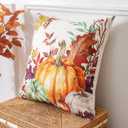 Artscope Fall Decorative Throw Pillow Covers 20x20 Inch Set of 2, Watercolor Pumpkin Fallen Leaves Outdoor Farmhouse Pillow Cases for Home Sofa Couch-Orange