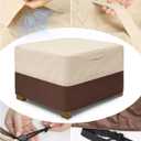 Vailge Square Patio Ottoman Cover, Waterproof Outdoor Ottoman Cover with Padded Handles, Patio Side Table Cover, Heavy Duty Outdoor Furniture Covers(Large, Beige & Brown)