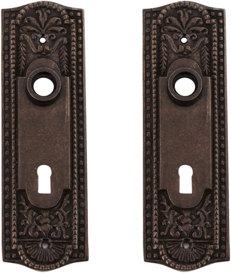 Renovators Supply Manufacturing 7 1/4 in. x 2 1/4 in. Door Back Plate with Keyhole - Solid Brass Victorian Escutcheon Pack of 2