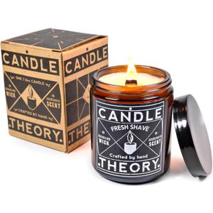 Candle Theory Fresh Shave Scented Candle for Men 7.6 Ounce, Crackling Wick Man Candles for Home