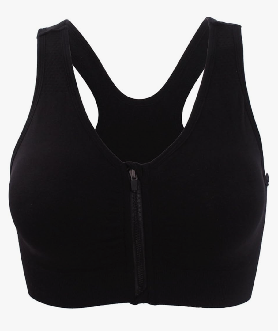 Women's Zipper Front Closure Sports Bra Racerback Yoga Bras Size XL