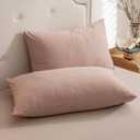 PURE ERA Jersey Knit Pillowcases 100% T-Shirt Cotton Super Soft Comfy Breathable, Set of 2, Queen 20" x 30", Solid Petal Pink