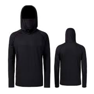 Men’s Long Sleeve Fishing Shirt with Mask UV Neck Gaiter Hoodie, Size 3XL