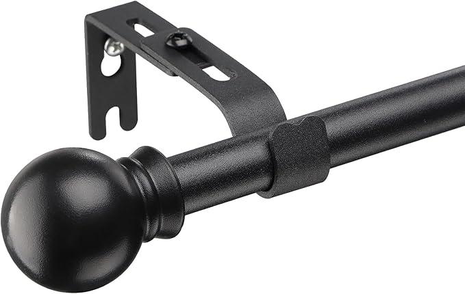 YeYeBest Curtain Rods for Windows 28 to 50 Inch, 5/8 Inch Metal Curtain Rod Set,Heavy Duty Window Curtain Rod with Brackets Black