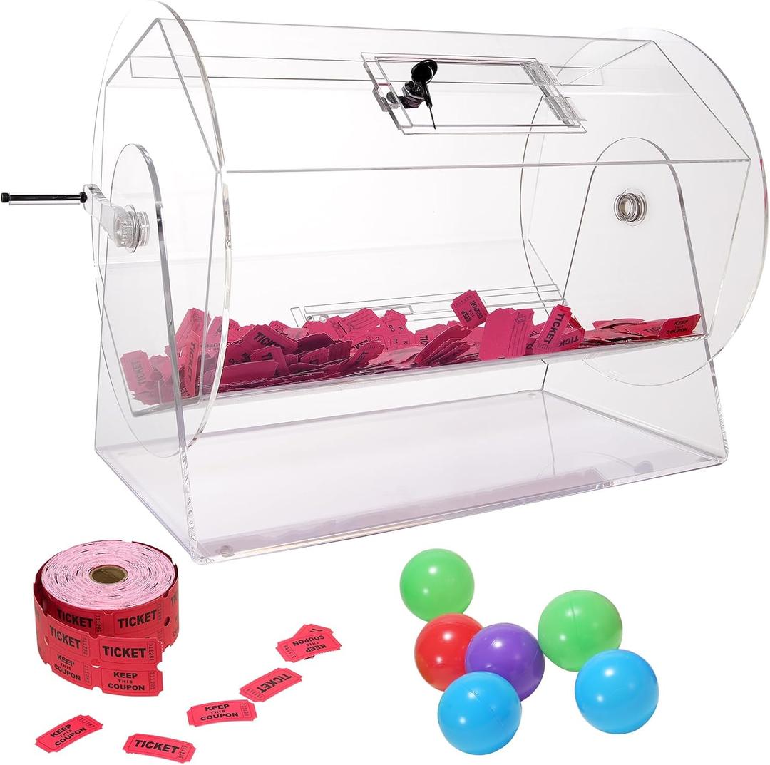 VEVOR Acrylic Raffle Drum, Professional Raffle Ticket Spinning Cage with 2 Keys, Transparent Lottery Spinning Drawing, Holds 5000 Tickets or 200 Raffle Balls, Raffle Ticket Box for Lottery Games Bingo (16 x 13 inch - Medium)