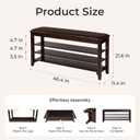 3-Tier Shoe Bench 47" Solid Wood Leather Cushion Shoe Storage Bench