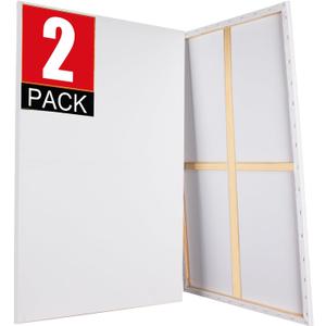 Stretched Canvases for Painting 2 Pack 24x36 Canvas Large Canvas for Painting, White Painting Canvases for Acrylic, Oil, Tempera, Watercolor or Other Paints (2Pack)