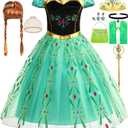 iTVTi Princess Anna Dress for Girls Halloween Carnival Christmas Costume with Accessories (4-5 Years)