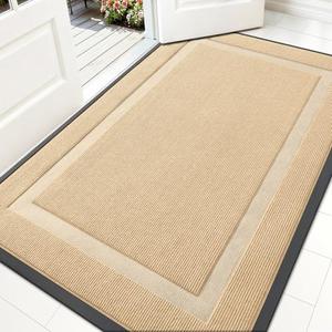  OLANLY Front Door Mat Indoor Outdoor Entrance, Waterproof All-Season, All-Weather Doormat, Sturdy Natural Rubber, Fade Resistant, Low Profile, Easy Clean Patio Porch Entryway Mat, 59x35, Beige: Patio, Lawn & Garden