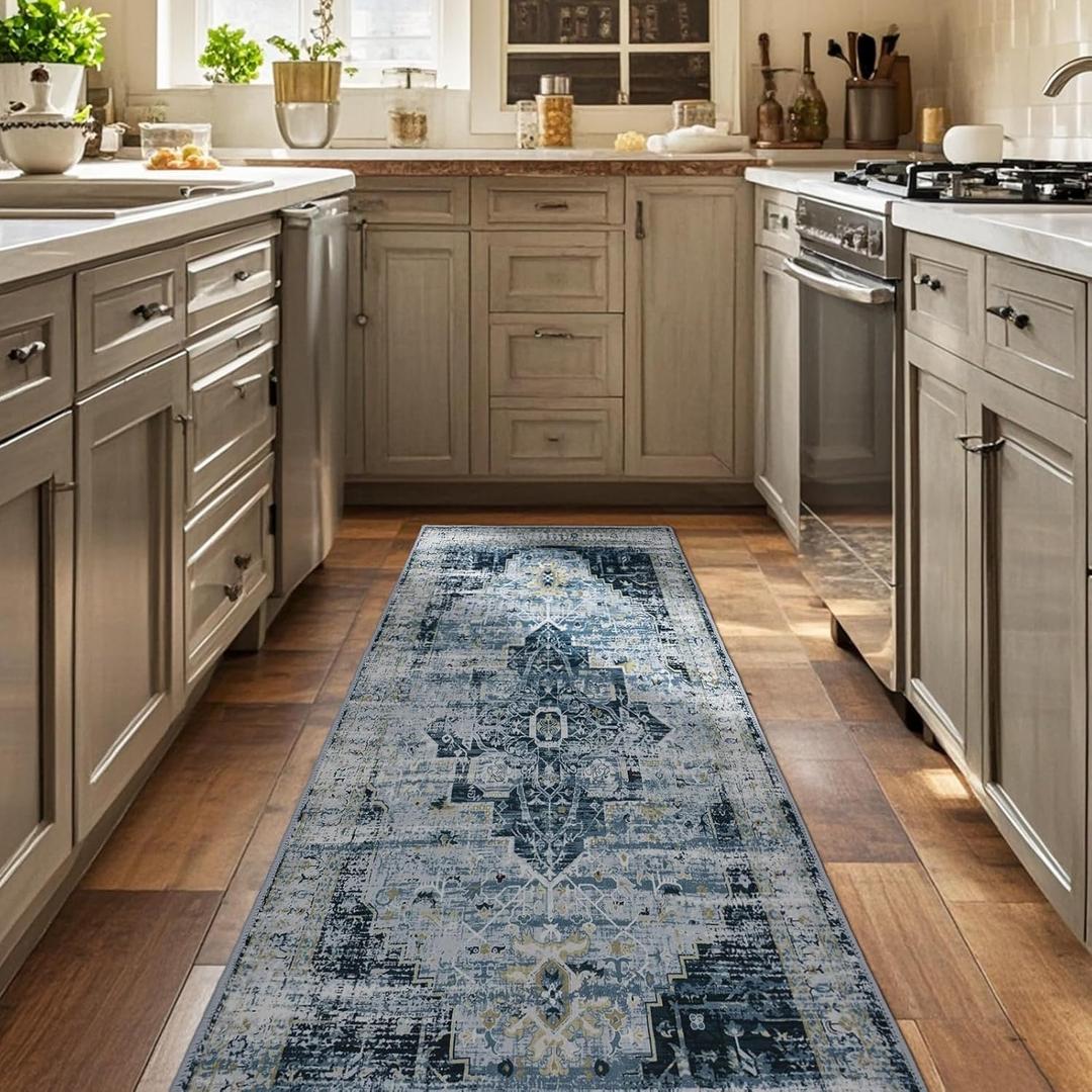 Area Rug 2x6 Hallway Runner Rugs,Non Slip Machine Washable Hallway Runner Rug Soft Bedroom Rug, Low PileLightweight Rugs for Entryway, Hallway, Kitchen and Corridor (Ancient Gray)