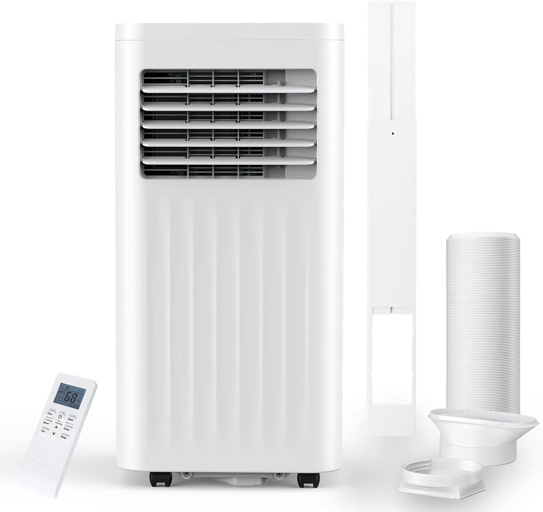 Portable Air Conditioners 10,000 BTU,Air Conditioner Portable Cooling up to 450 Sq. Ft. with Dehumidifier, Fan & Sleep Mode, 3-in-1 Standing AC with RC, 24H Timer & Window Kit for Bedroom, Office (White)