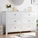 IDEALHOUSE 6 Chest of Drawer Dresser, Modern Wood Organizer Storage Cabinet with Drawers for Bedroom, Living Room, Entryway, White
