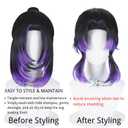 Wiggy Mermaid Black Purple Wig for Kochou Shinobu Cosplay Wig with Hairclip | Long Black Ombre Purple Synthetic Hair Wig for Women DS Halloween Costume Cosplay with Butterfly Hairclip