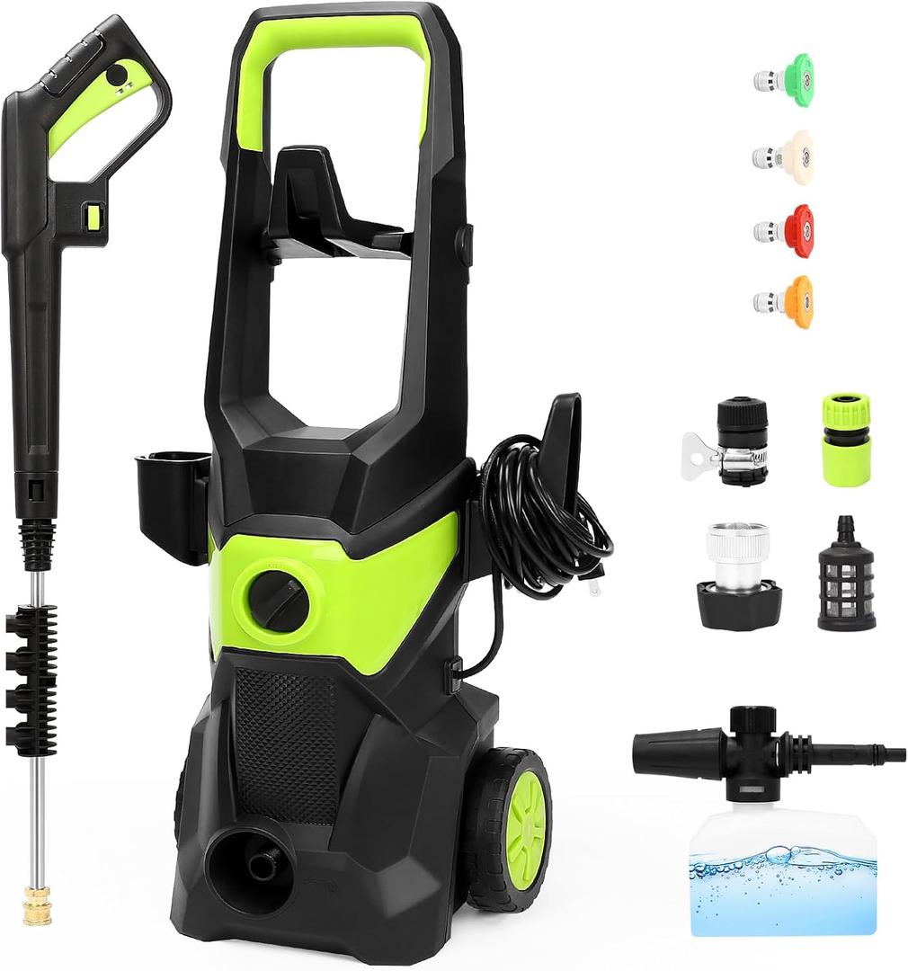 2025 Electric Pressure Washer, 4800 PSI 3GPM Power Washer with 4 Quick Connect Nozzles, High Pressure Cleaning Machine with Foam Cannon for Cars/Fences/Driveways/Patios/Home Cleaning