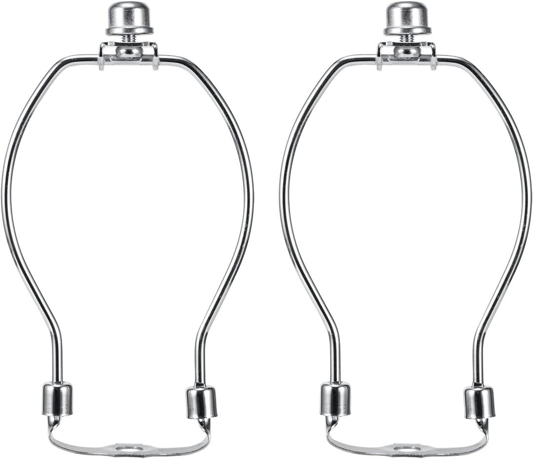 6 Inch Lamp Harp Kits, Nickel Finish, 3/8 Saddle Base Holes, Light-Duty, Pack of 2 Replacements for Table Lamp DIY Shade Holders (Not for Heavy Shades)