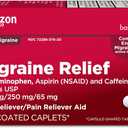 Amazon Basic Care Migraine Relief Acetaminophen, Aspirin (NSAID) and Caffeine Tablets, Pain Reliever/Pain Reliever Aid, 200 Count