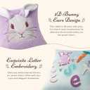 Ashler Easter Bunny Throw Pillow Covers, Rabbit and Letters Pillow Covers with 3D Rabbit Ears, Soft Velvet Easter Decorative Pillowcase for Bedroom, Living Room, Set of 2, Purple, 18 x 18 Inch