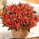 Janinka 6 Bundles Fall Artificial Flowers for Outdoors Fake Daisy Bouquet Silk Mums Flowers Bulk Look Real UV Resistant Outside Faux Plants for Garden Planter Front Door Porch Patio Decor (Red)