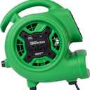 XPOWER P-230AT Mini Mighty 1/4 HP 925 CFM Centrifugal Air Mover, Carpet Dryer, Floor Fan, Blower, Stackable, Daisy Chain, for Water Damage Restoration, Janitorial, Plumbing, Home Use, Green