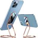 A-LuGei  &  Phone Kickstand Ring Holder, Magnetic Cell Phone Grips, Phone Stand for Desk, Adhesive Phone Holder for Hand, 360 Rotation Ring for Back of iPhone Case (Octagon Rose Gold)