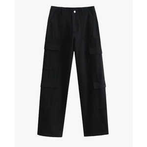Women Spring Cargo Pants Elastic High Waist Drawcord Hem Full Length Sweatpants M