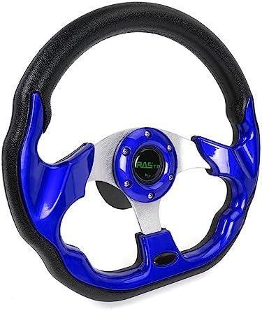 RASTP 12.6 Inch Boat Steering Wheel with 3/4“ Axle Marine Steering Wheel Adapter for Most Marine boats,Vessels,Yachts,Pontoons Boat(Blue)