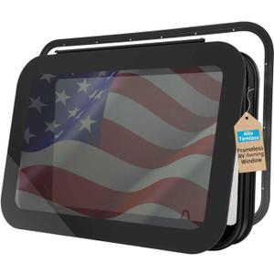 36"x22" Frameless RV Sliding Window | DOT-Approved Tinted Tempered Glass, Mesh Screen | Anodized Aluminum, Smooth Modern Design | Includes Hardware