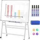 Double-Sided Magnetic Rolling Whiteboard, 48x36 Dry Erase Board - Adjustable Height & Width, A-Frame Foldable Easel Stand on Wheels