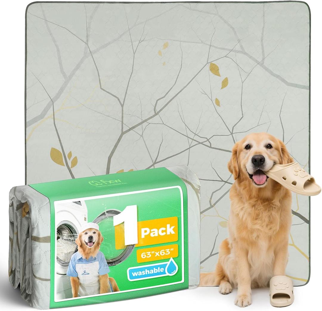 FXW Washable Pee Pads for Dogs, Puppy Pads with Super Absorbent, Specifically Designed for FXW Rollick/Homeplus 24 inch 8 Panels Dog Playpen, 63" Square, Branch, 1 Pack