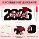 Qunclay Class of 2026 Wood Signs Graduation Party Decorations 2026 Congrats Grad Sign Wooden Signature Board with Pen Graduation Photo Booth Prop for High School College Grad Party Supplies(Dark Red)
