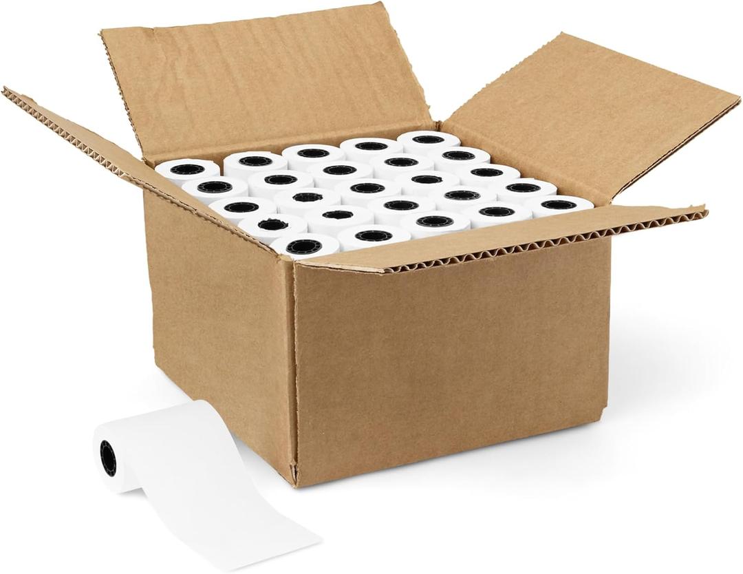 Amazon Basics Thermal Paper Receipt Rolls for POS, 2 1/4" x 50', BPA-Free, FSC Certified, Recycled Materials, White, 50 Rolls