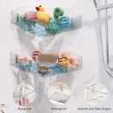 Natheeph Bath Toy Organizer 2-Pack - Clear Large Capacity Bath Toy Storage Holder with Quick-Dry Holes, Space-Saving Corner Shower Caddy for Bathroom & Kitchen