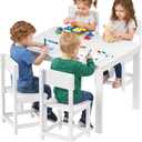 BOLUO Kids Table and Chair Set 3-7 Year Old, Activity Table for 4 Kids, White Toddler Table and Chairs, Play Desk for Children Learning Center, Over dimension: 20.2"D x 26.4"W x 21.1"H