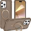 Compatible with iPhone 14 Pro Case with Invisible Magnetic Ring Stand [Compatible with Magnetic] [Military Drop Protection] Shockproof Slim Hard Back Soft Edge Case 6.1 Inch, Khaki