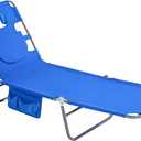 SUNNYFEEL Lay Flat Tanning Chair with Face Down Hole & Arm Slots, Backpack Beach Lounge Chair, 5-Position Folding Sunbathing Chair, 300 LBS Heavy Duty, 72" L x 22" W for Beach, Pool, Camping, Standard -1pcs