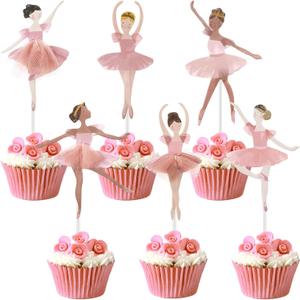 36 Ballerina Cupcake Kit Colorful Ballet Tutu Dancer Girls Cupcake Toppers Ballet Slipper Picks Dancing Cake Dessert Muffin Toppers for Wedding Baby Shower Birthday Party